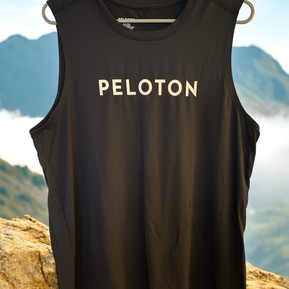 Womens Black Sleeveless Peloton Workout Tank, Cycling, Exposed Stitching